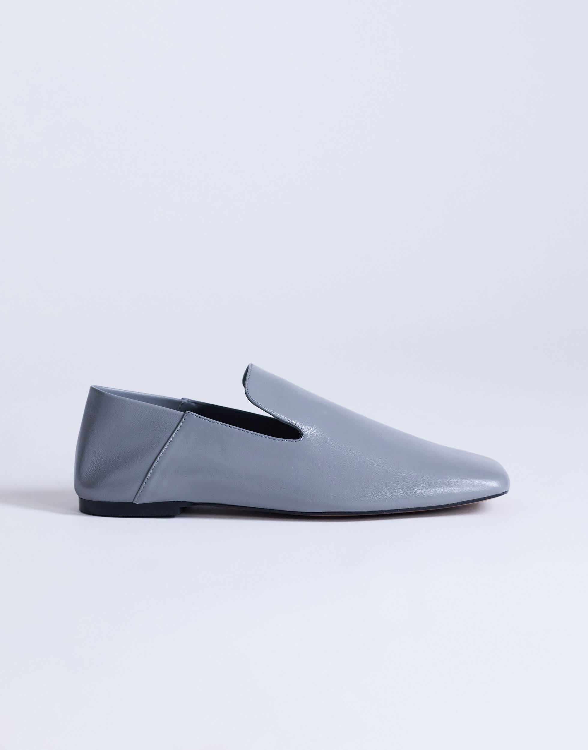 Topshop Chloe premium real leather loafer in grey