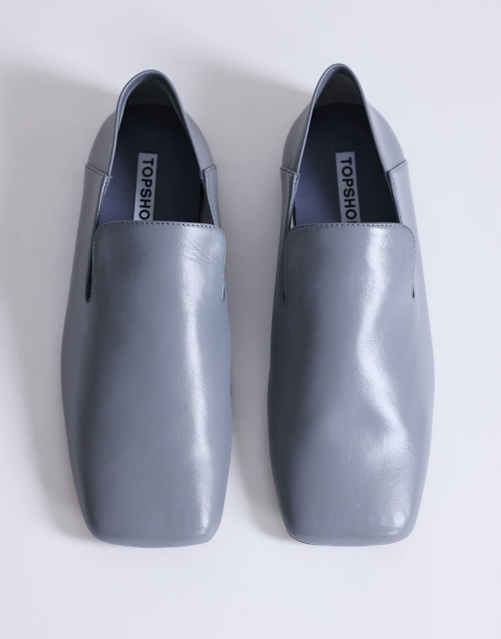 Topshop Chloe premium real leather loafer in grey