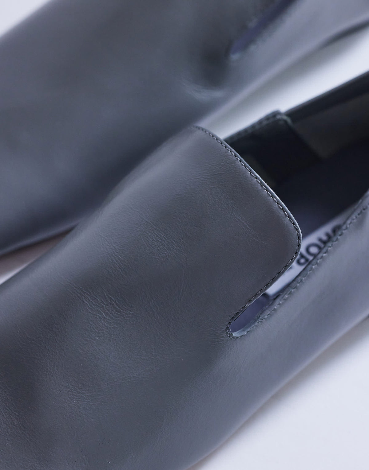 Topshop Chloe premium real leather loafer in grey