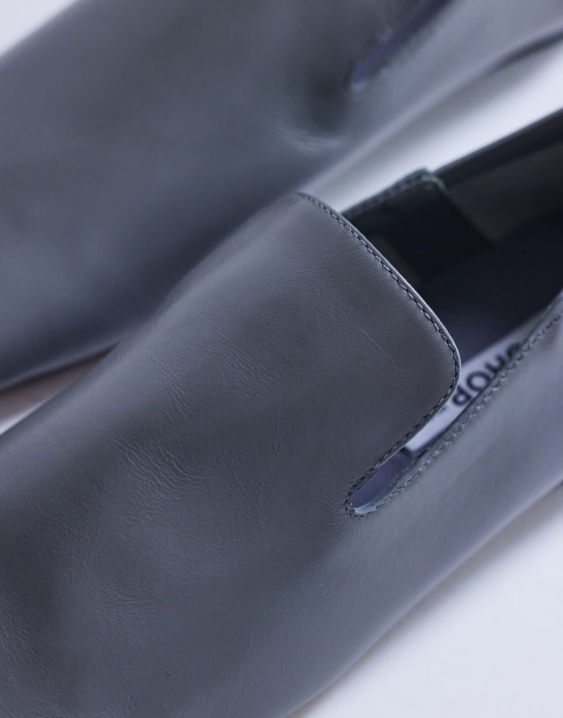 Topshop Chloe premium real leather loafer in grey