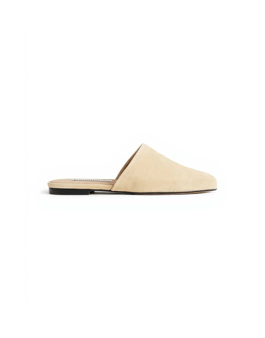 Topshop Cressida premium real suede square toe mule in camel