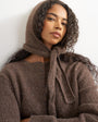 Topshop knitted scarf cardigan with wool in pecan