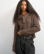 Topshop knitted scarf cardigan with wool in pecan