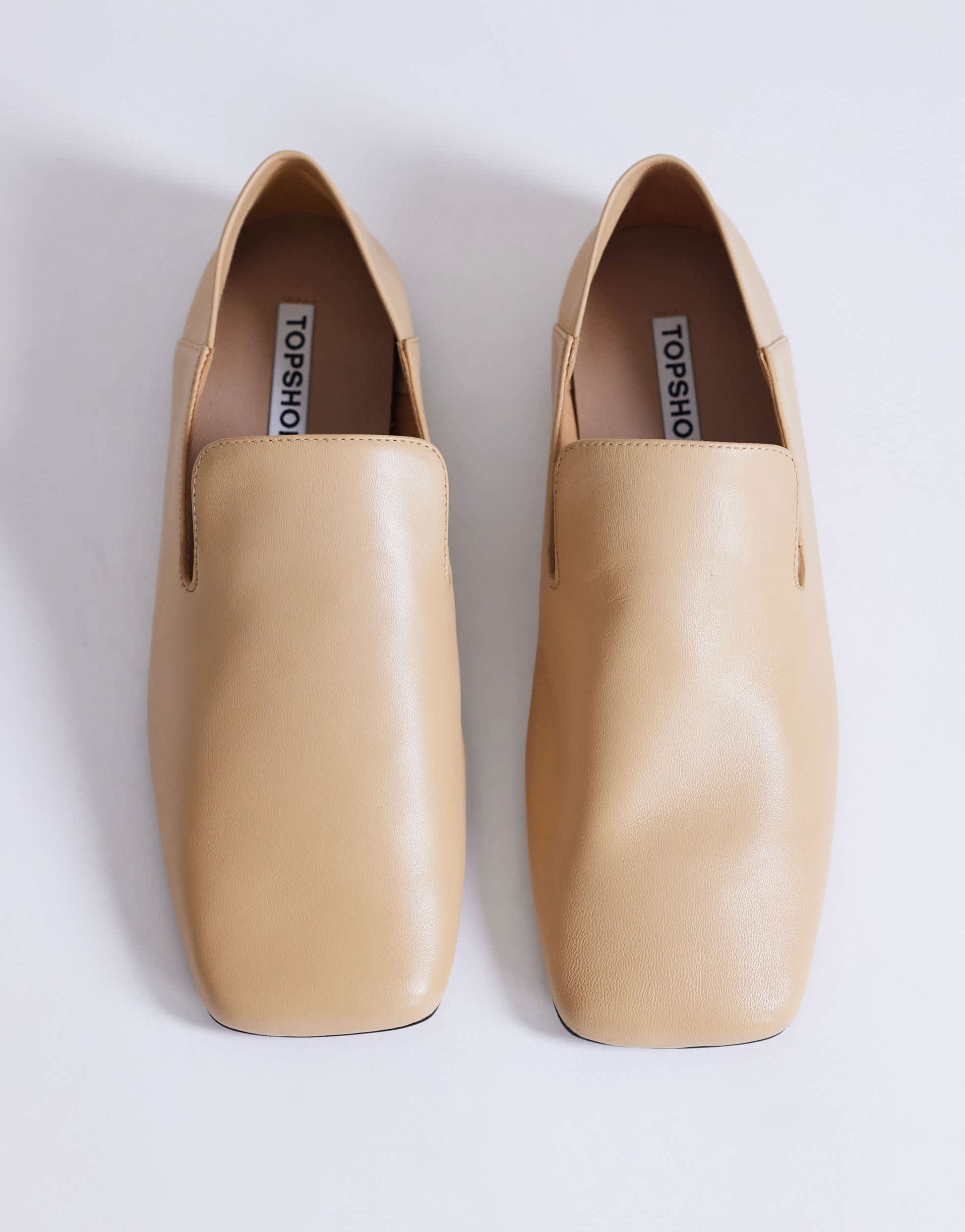 Topshop Chloe premium real leather loafer in camel