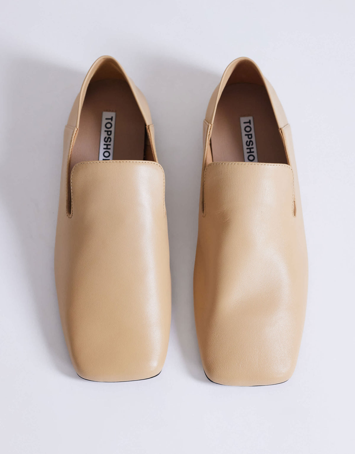 Topshop Chloe premium real leather loafer in camel