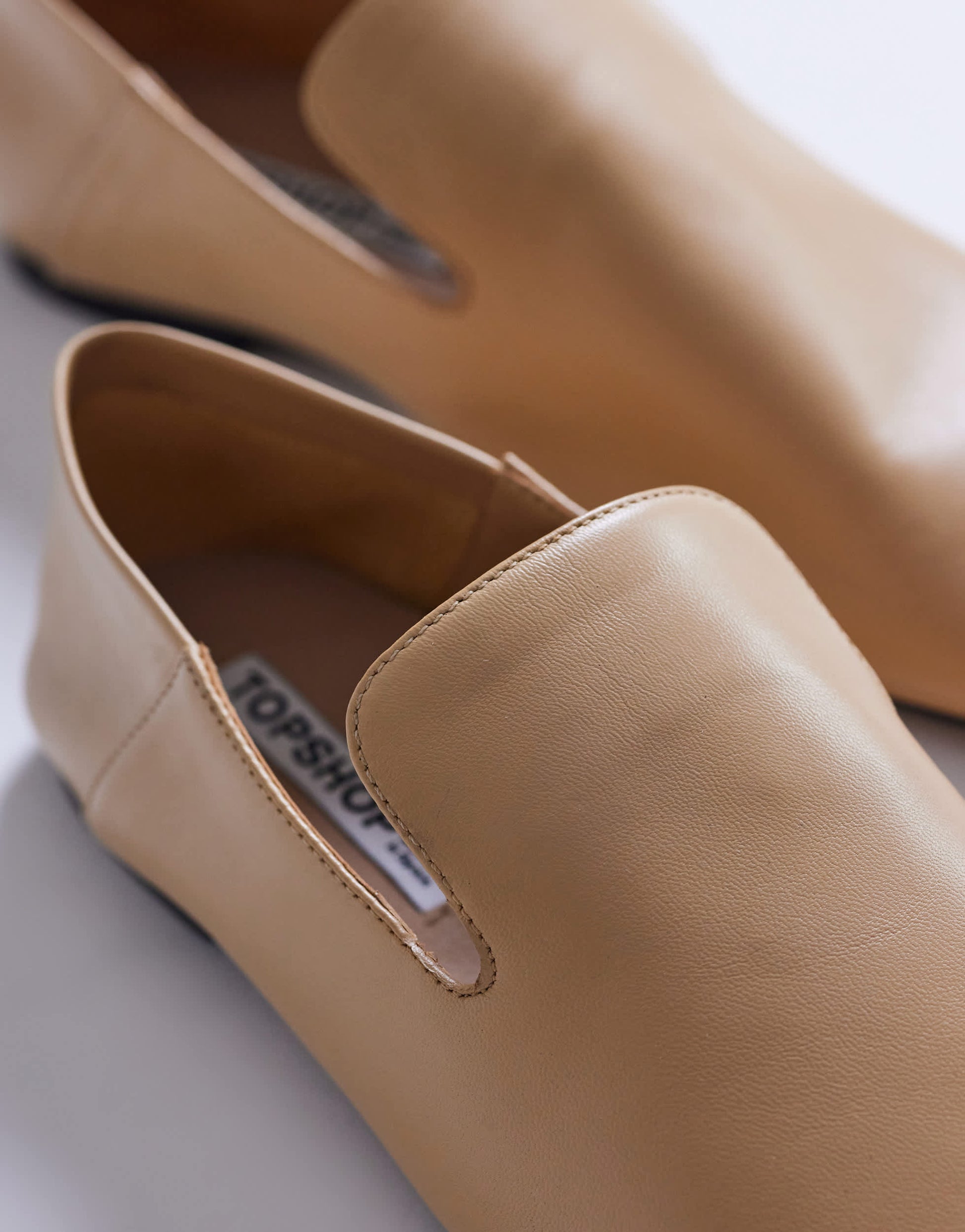 Topshop Chloe premium real leather loafer in camel