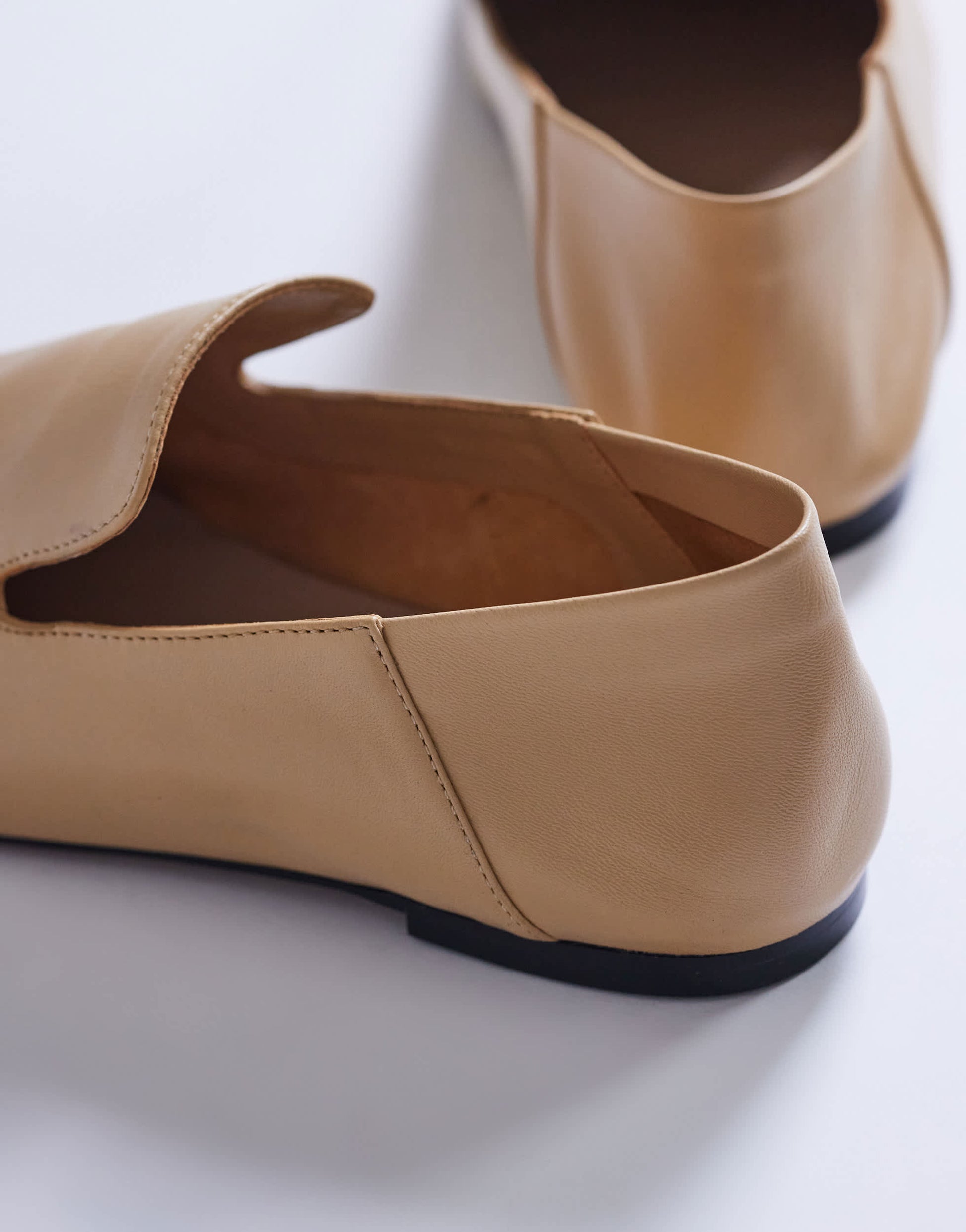 Topshop Chloe premium real leather loafer in camel