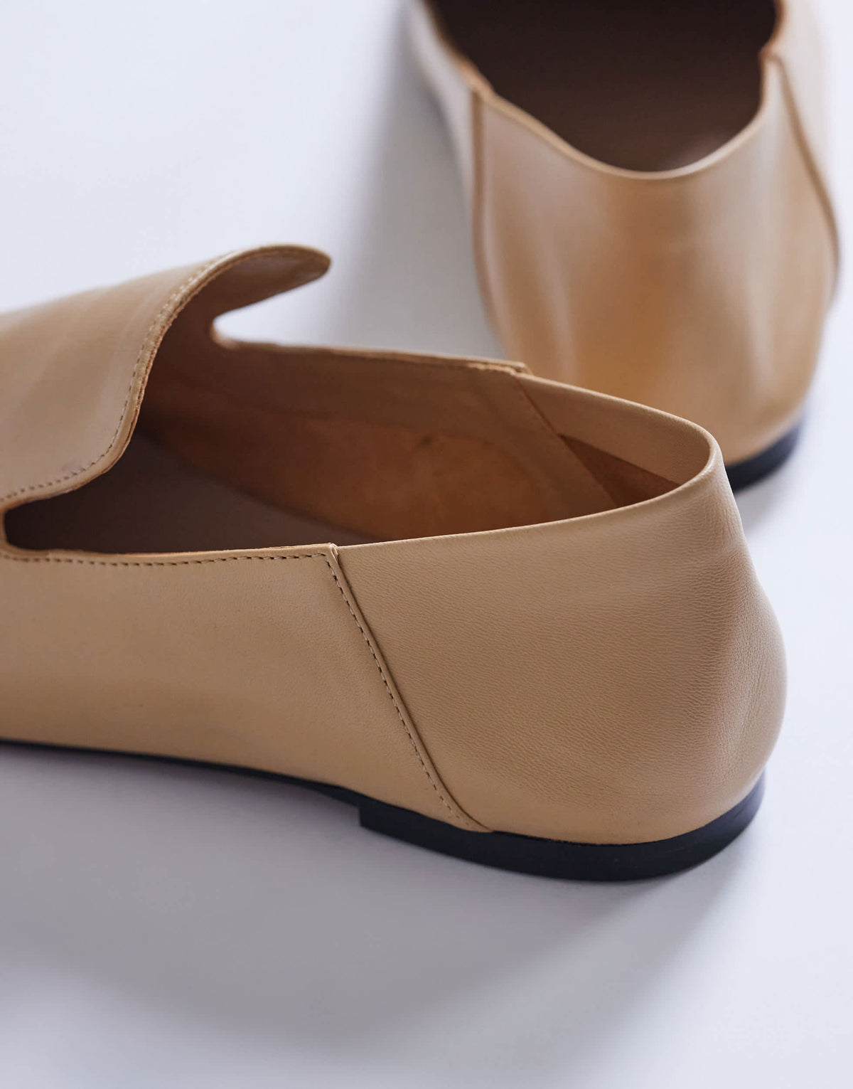 Topshop Chloe premium real leather loafer in camel
