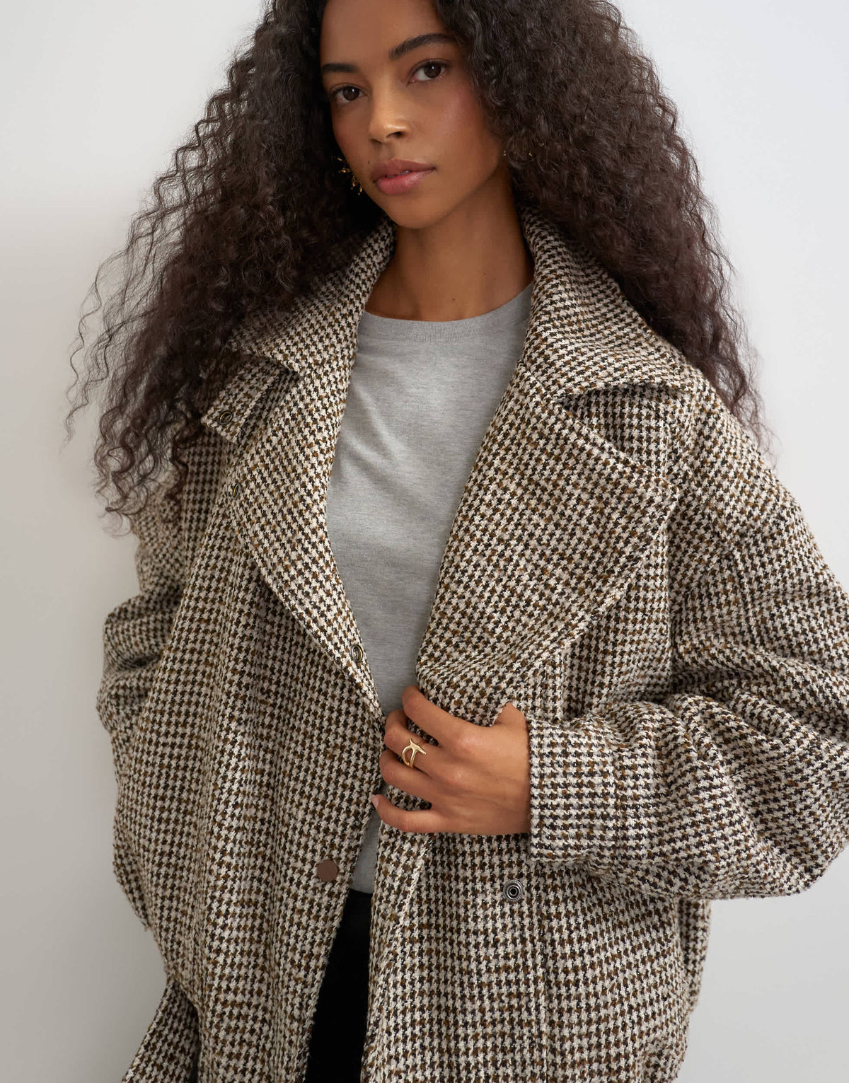 Topshop heritage check bomber jacket in taupe