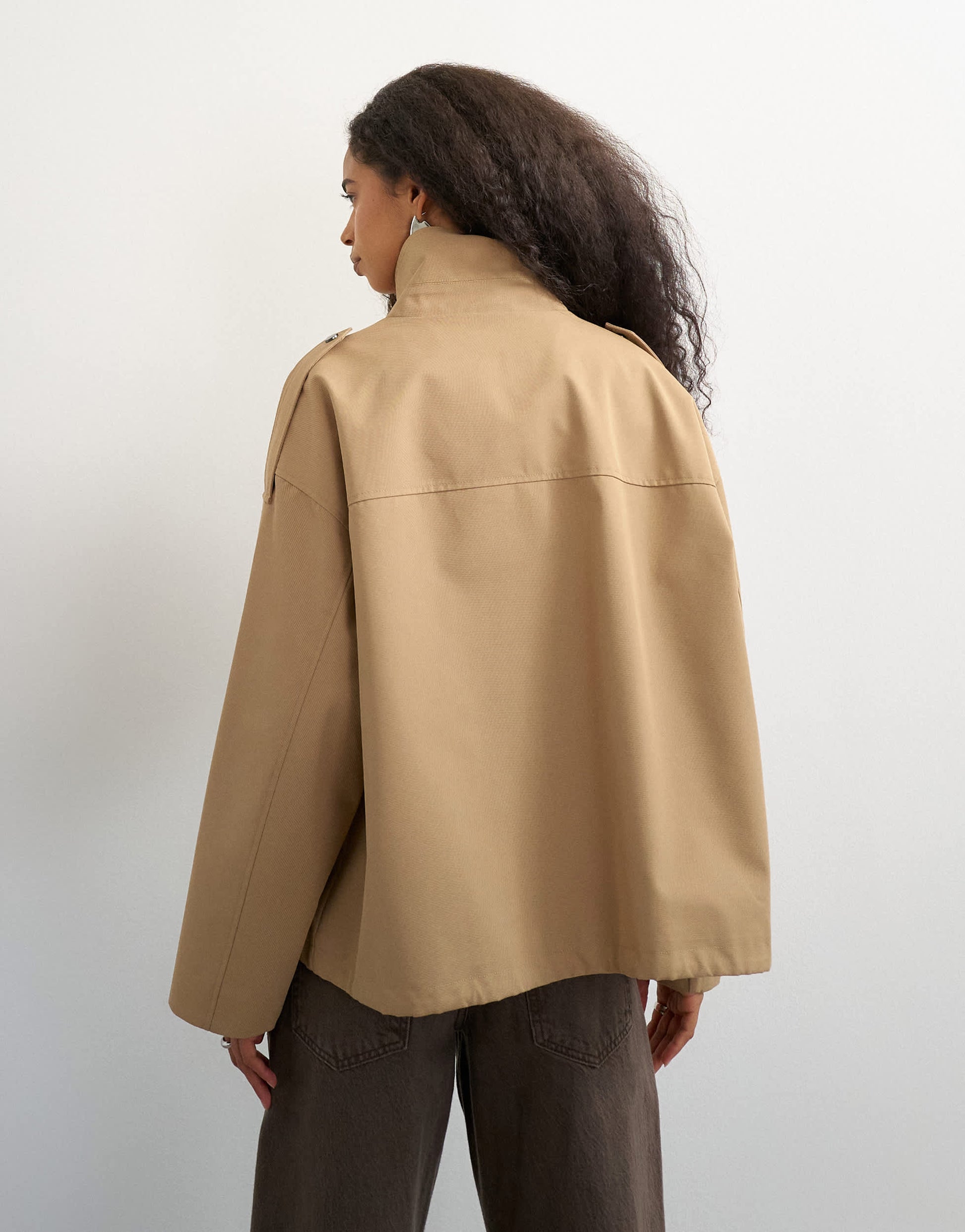 Topshop bubble hem trench in stone