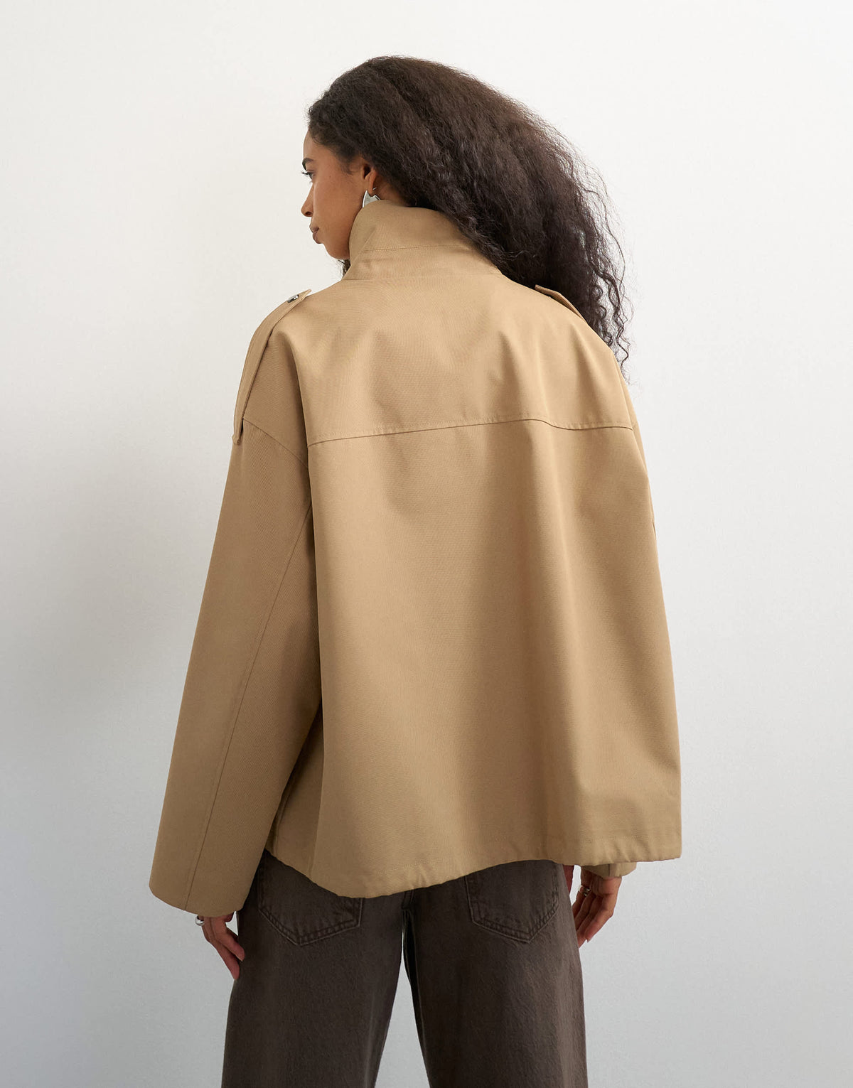 Topshop bubble hem trench in stone