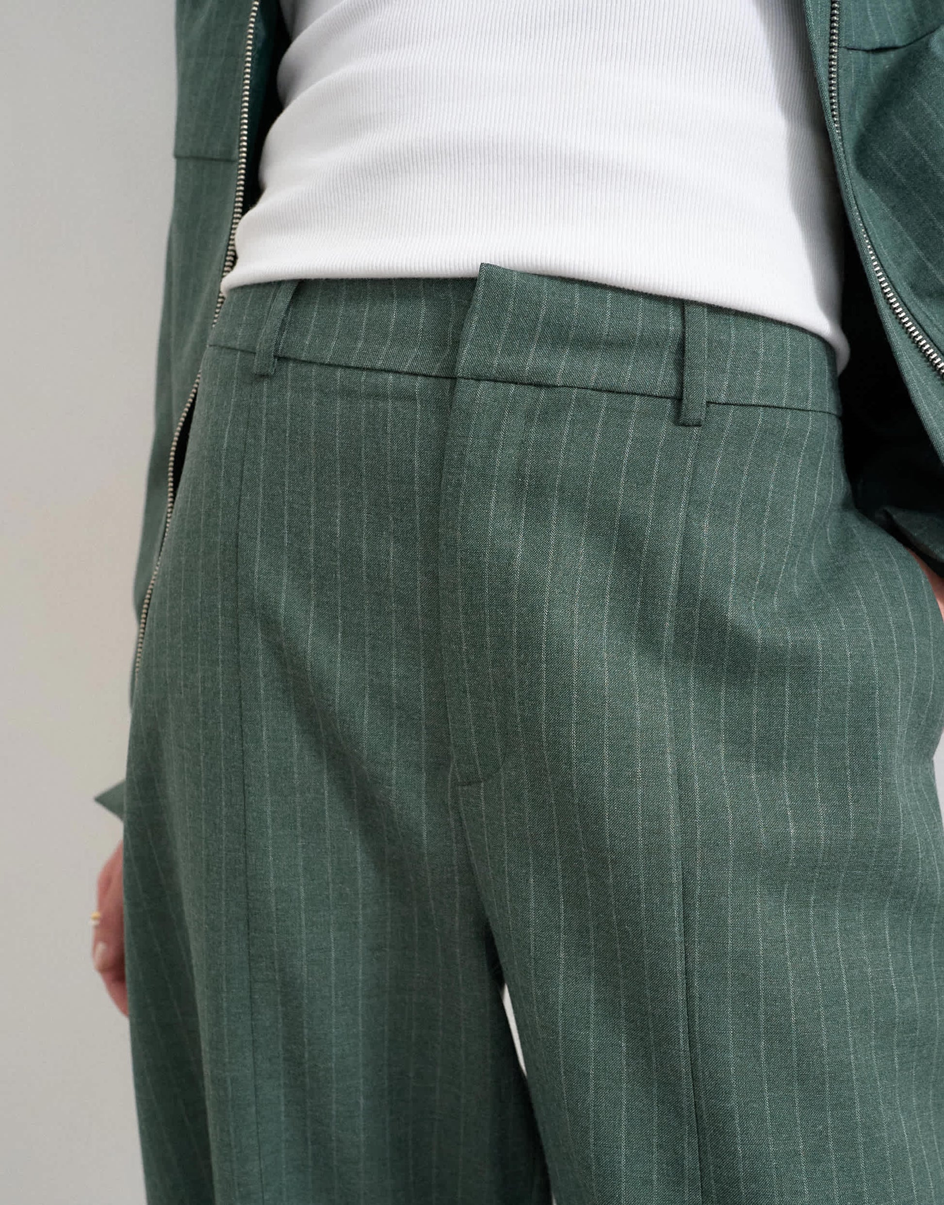 Topshop co ord barrel trouser in green stripe