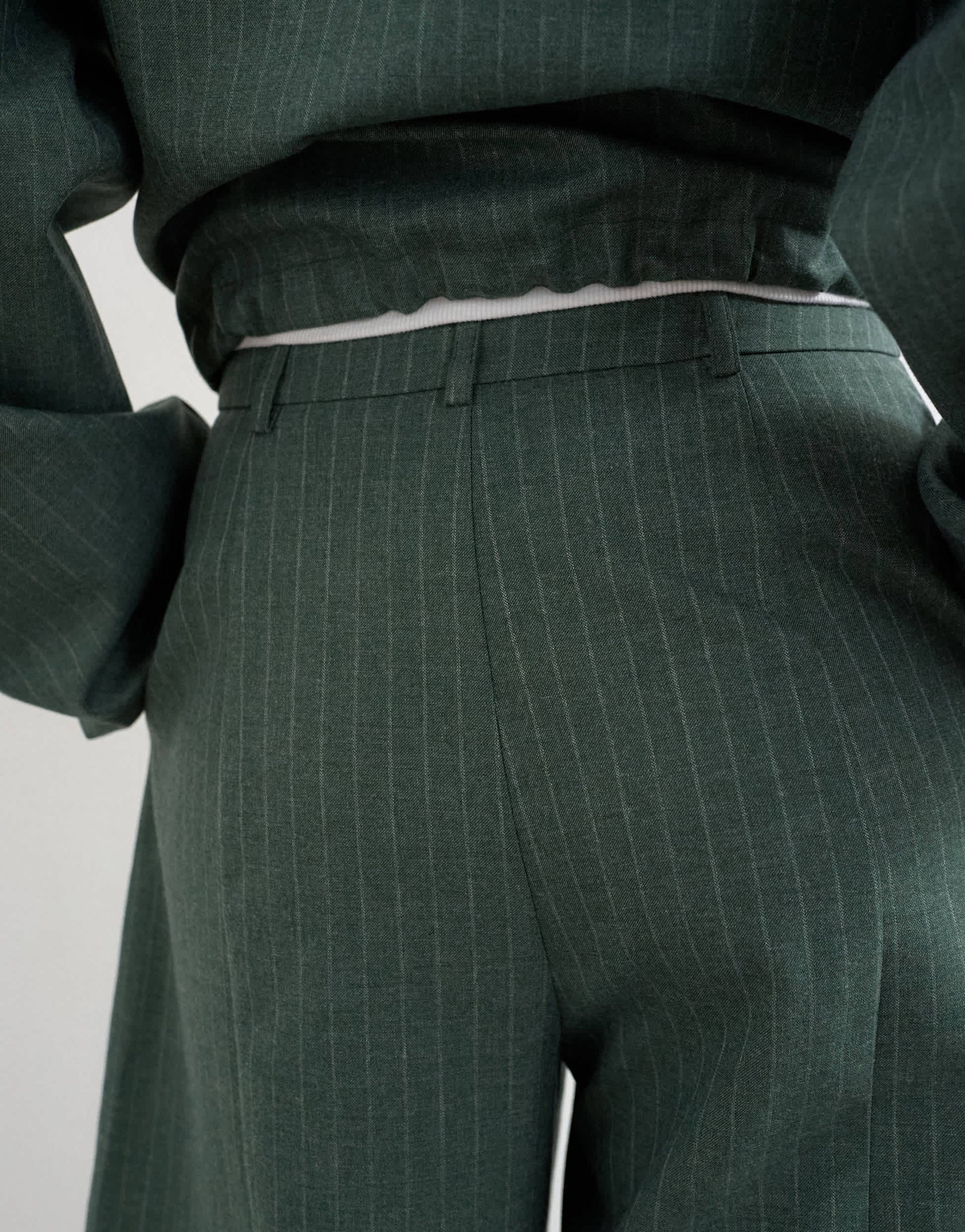 Topshop co ord barrel trouser in green stripe