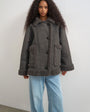 Topshop faux shearling jacket in charcoal
