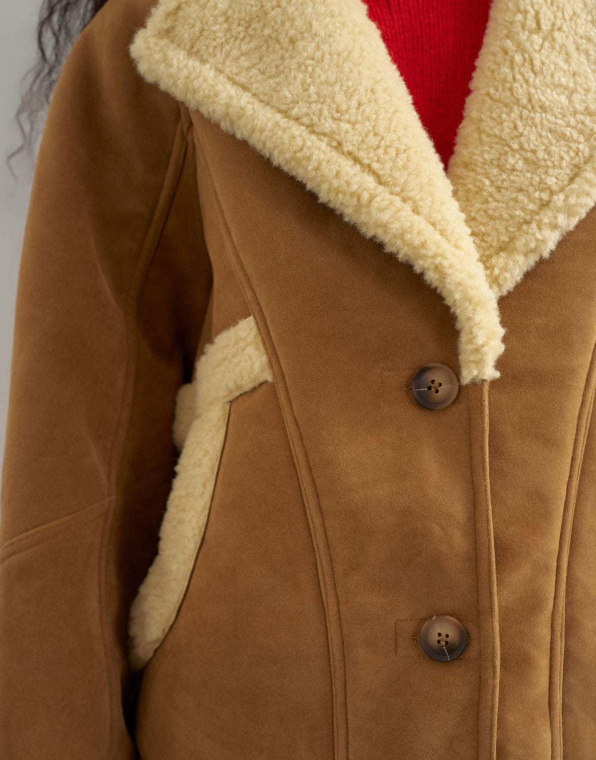 Topshop super oversized faux shearling short jacket in beige