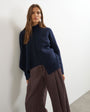Topshop knitted asymmetric panel jumper in navy
