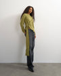 Topshop knitted side tie jumper with wool in olive green