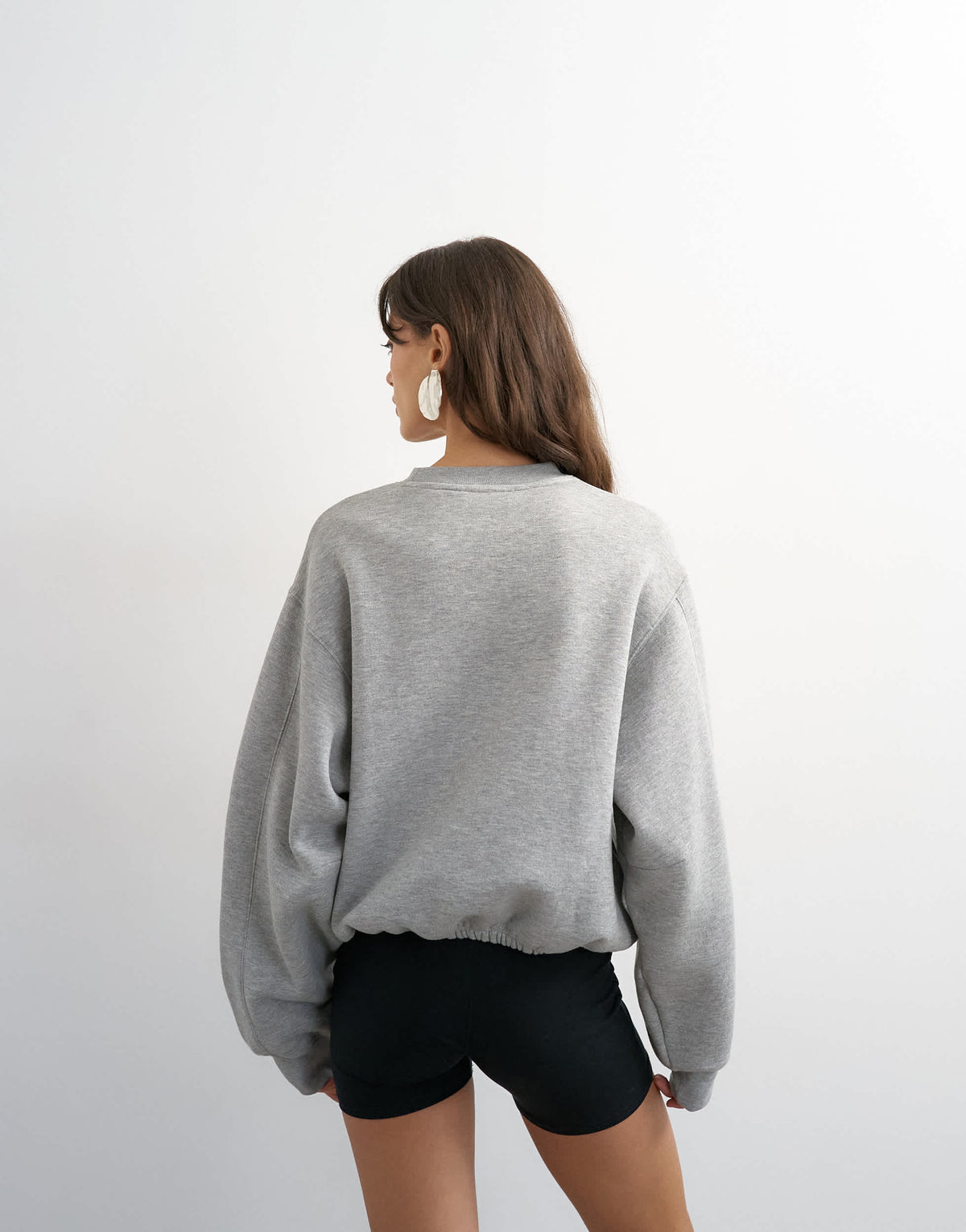 Topshop elastic hem 'NY' graphic print sweat in grey