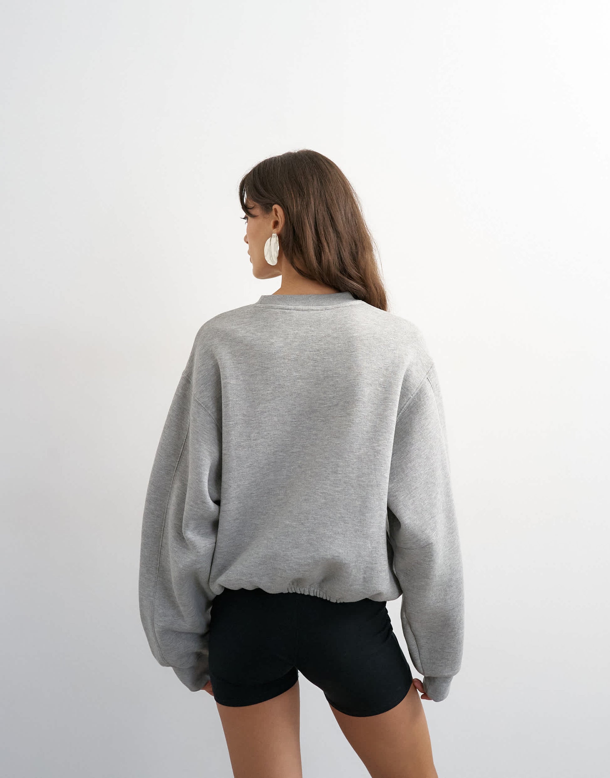 Topshop elastic hem 'NY' graphic print sweat in grey
