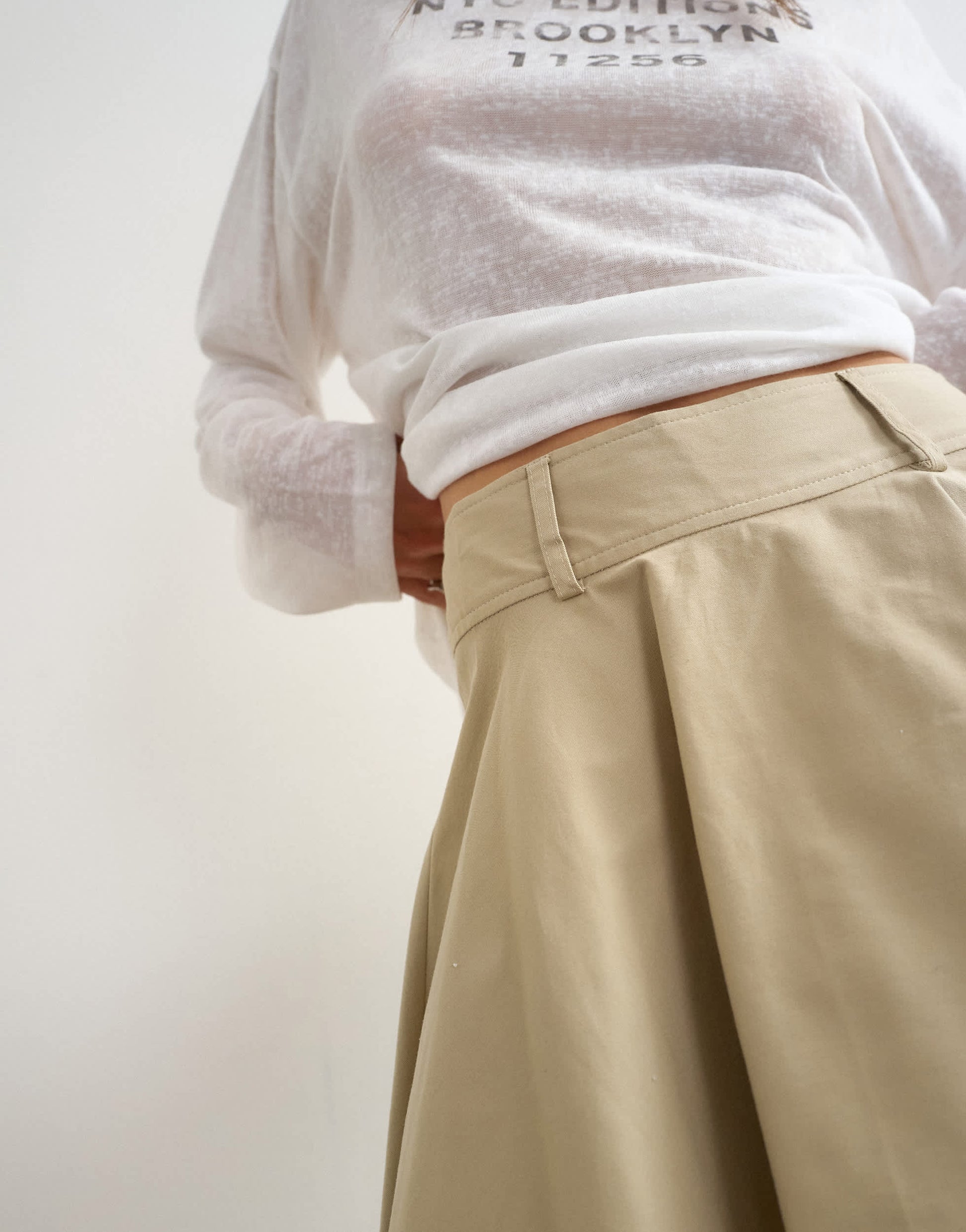 Topshop asymmetric mini skirt in stone