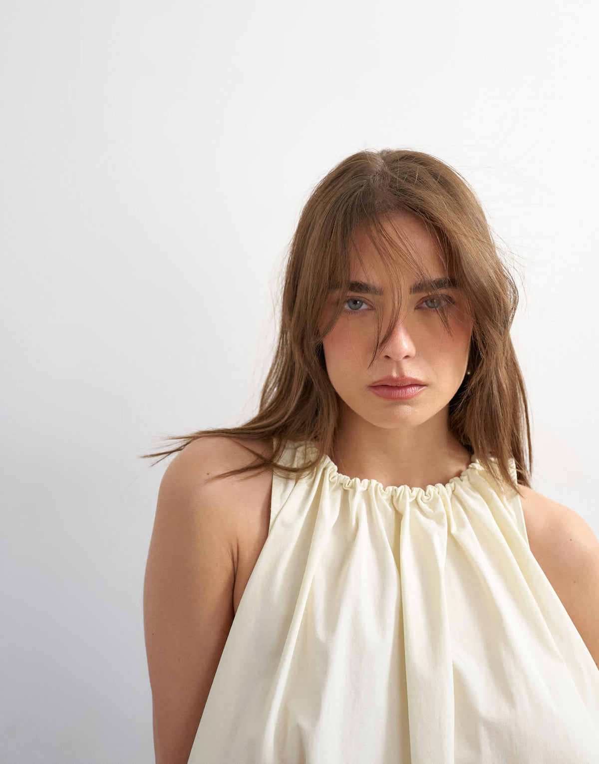 Topshop trapeze tie back top in ecru