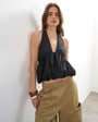 Topshop halter neck bubble hem top in black