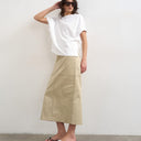 Topshop column midi skirt with contrast stitch detail in stone
