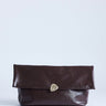 Topshop Gaia clutch bag with gold hardware in chocolate