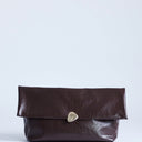 Topshop Gaia large clutch bag with gold hardware in chocolate