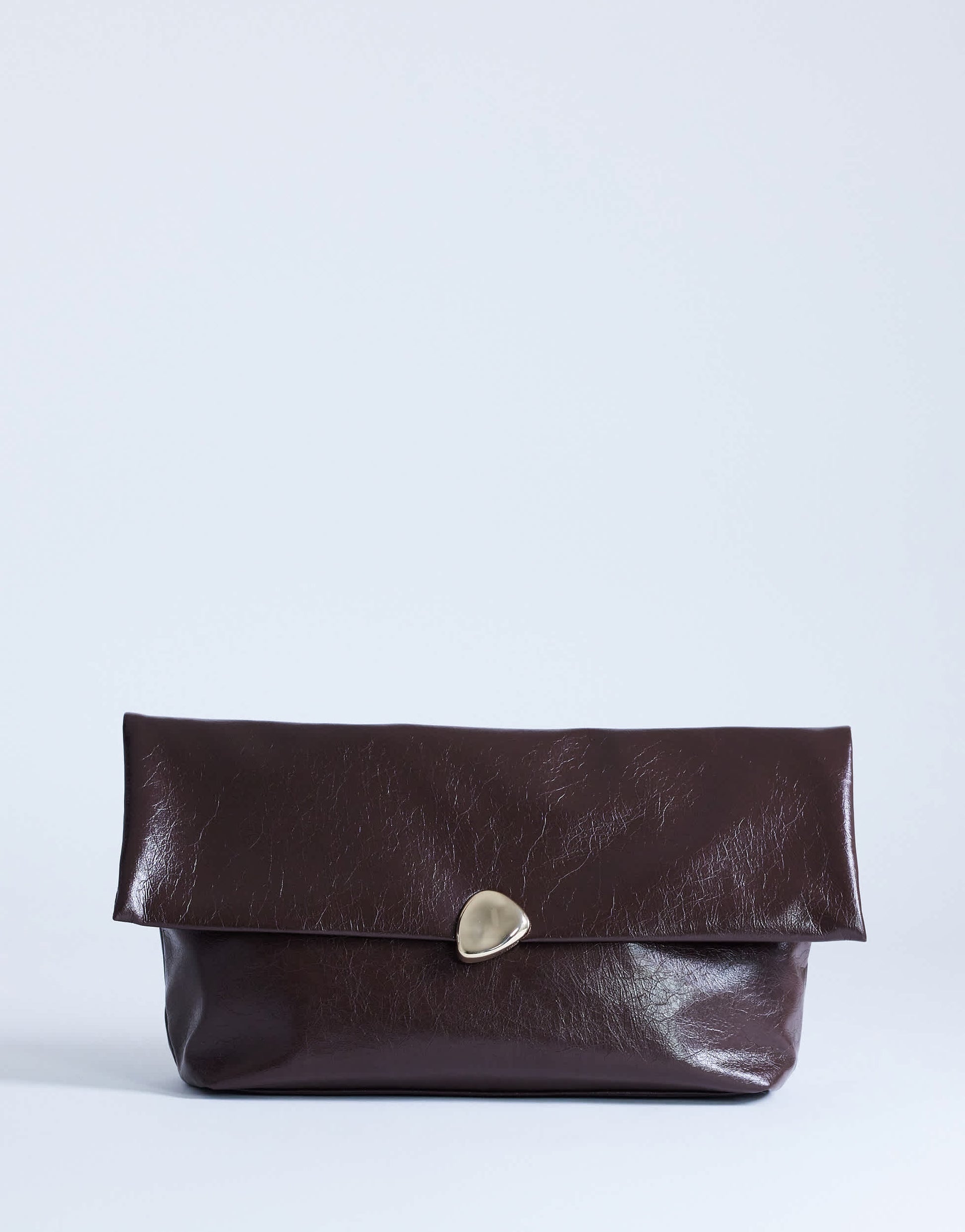 Topshop Gaia large clutch bag with gold hardware in chocolate