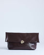 Topshop Gaia large clutch bag with gold hardware in chocolate