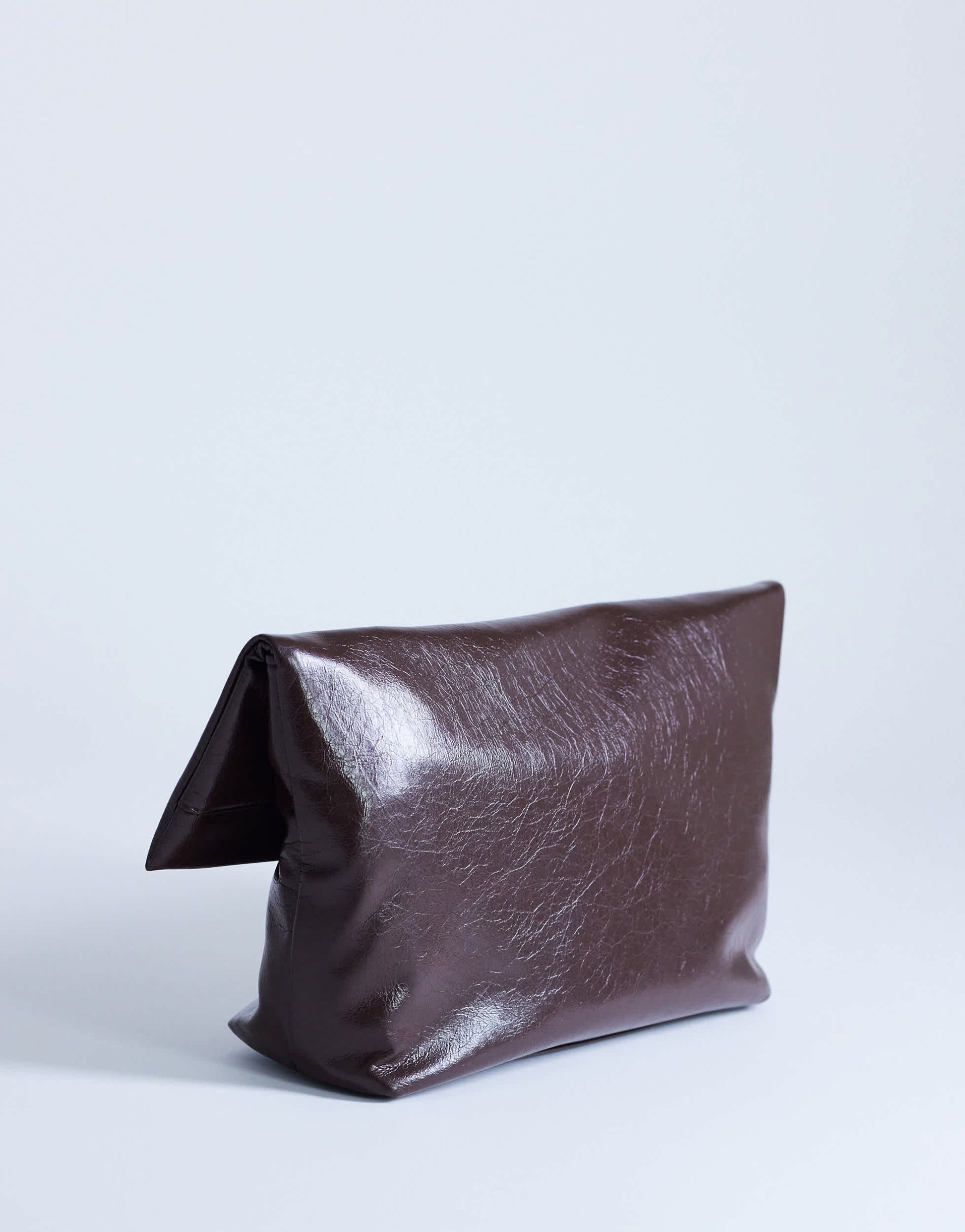 Topshop Gaia large clutch bag with gold hardware in chocolate