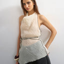 Topshop co-ord crinkle halter top with contrast trim in ecru