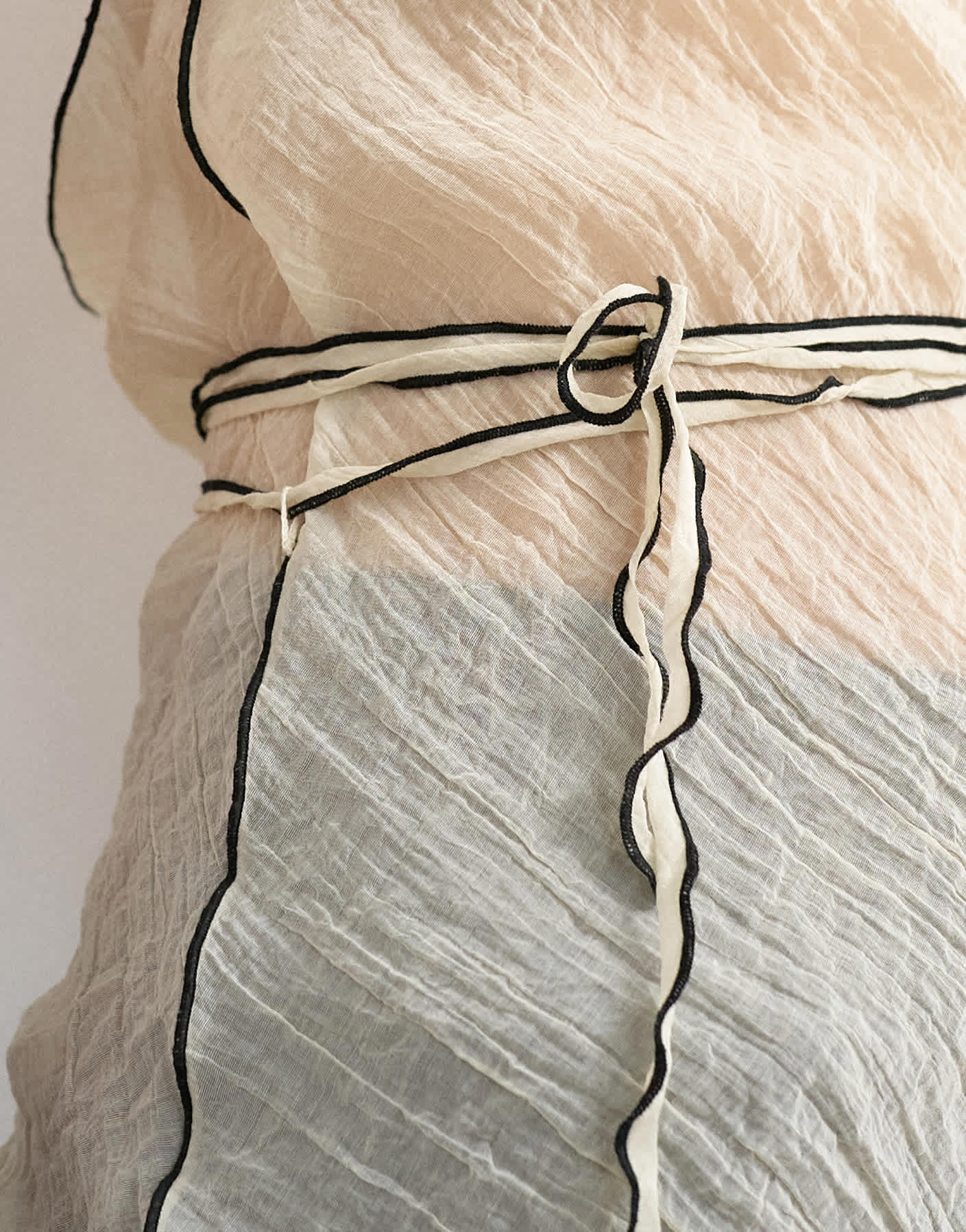 Topshop co-ord crinkle halter top with contrast trim in ecru