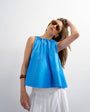 Topshop trapeze tie back top in blue
