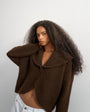Topshop knitted shawl collared cardigan in pecan