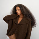 Topshop knitted shawl collared cardigan in pecan