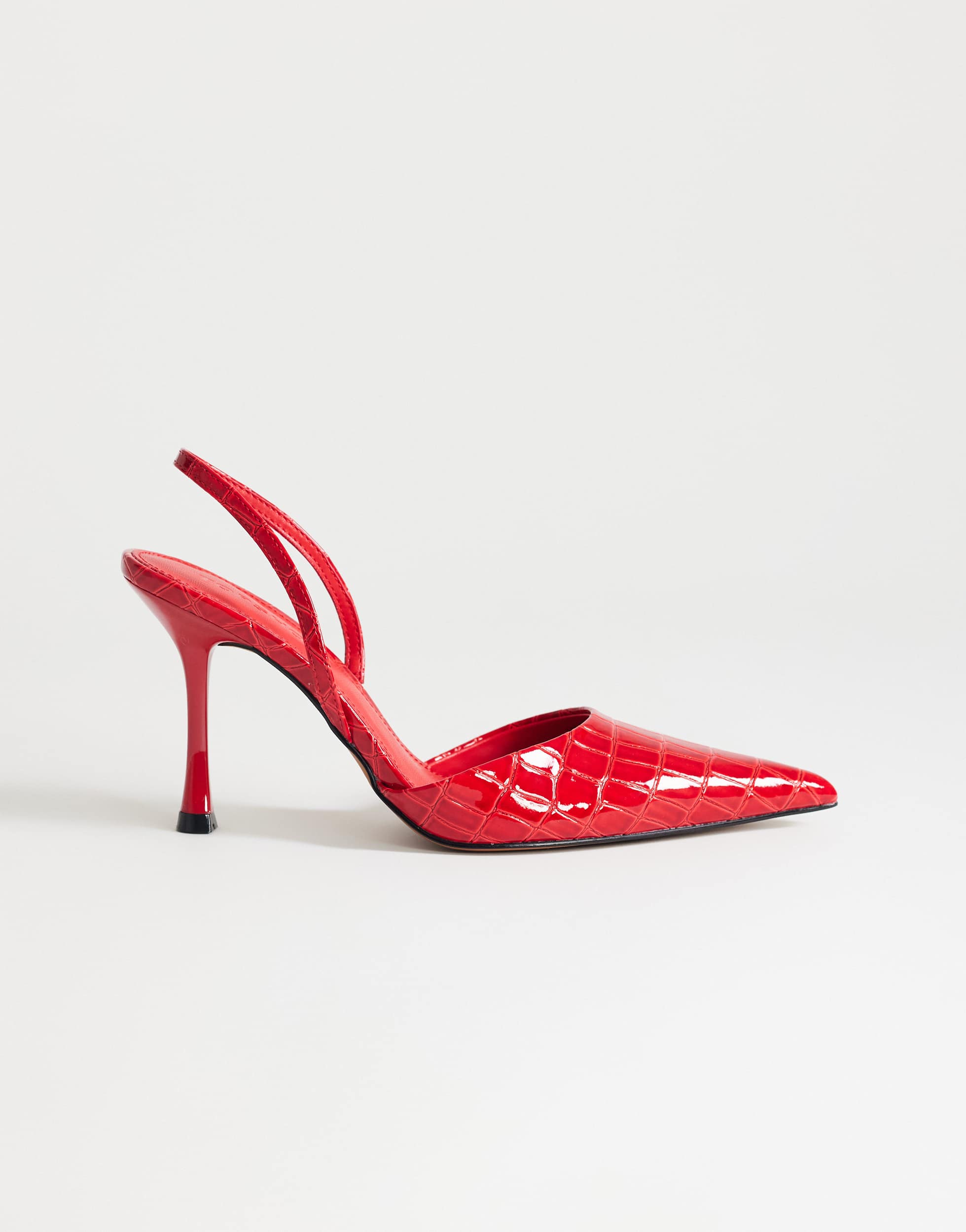 Topshop Angel Lack-High-Heels in Rot-Kroko-Optik
