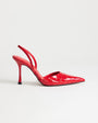 Topshop Angel high heeled court shoe in patent red croc