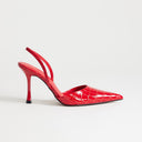 Topshop Angel high heeled court shoe in patent red croc