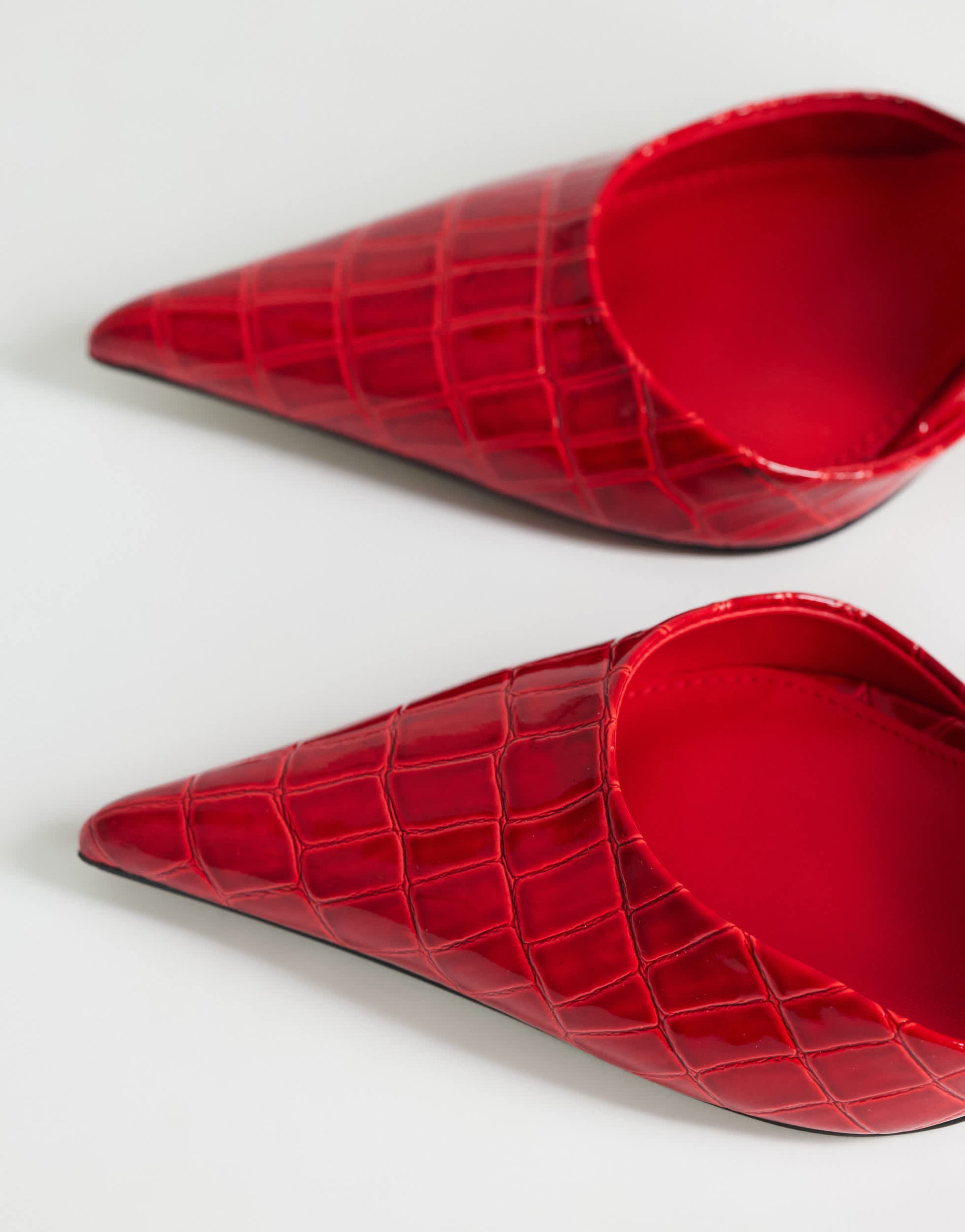 Topshop Angel high heeled court shoe in patent red croc