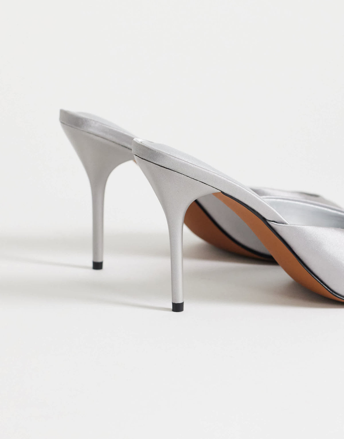 Topshop Nasim high heeled mule in grey satin