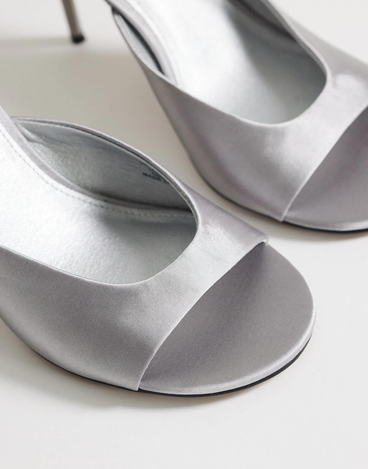 Topshop Nasim high heeled mule in grey satin