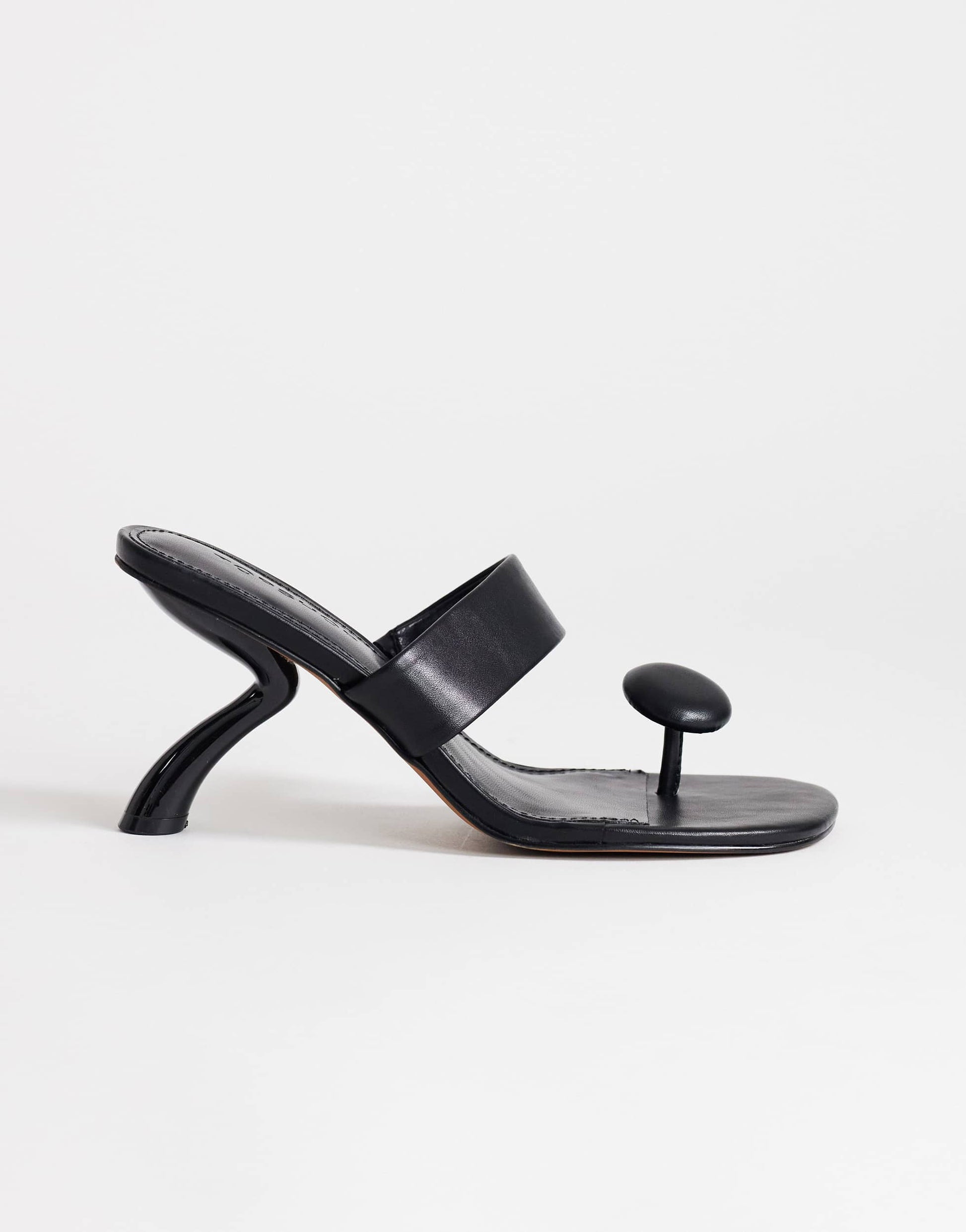 Topshop Natalie toe thong angular mid heel sandal in black