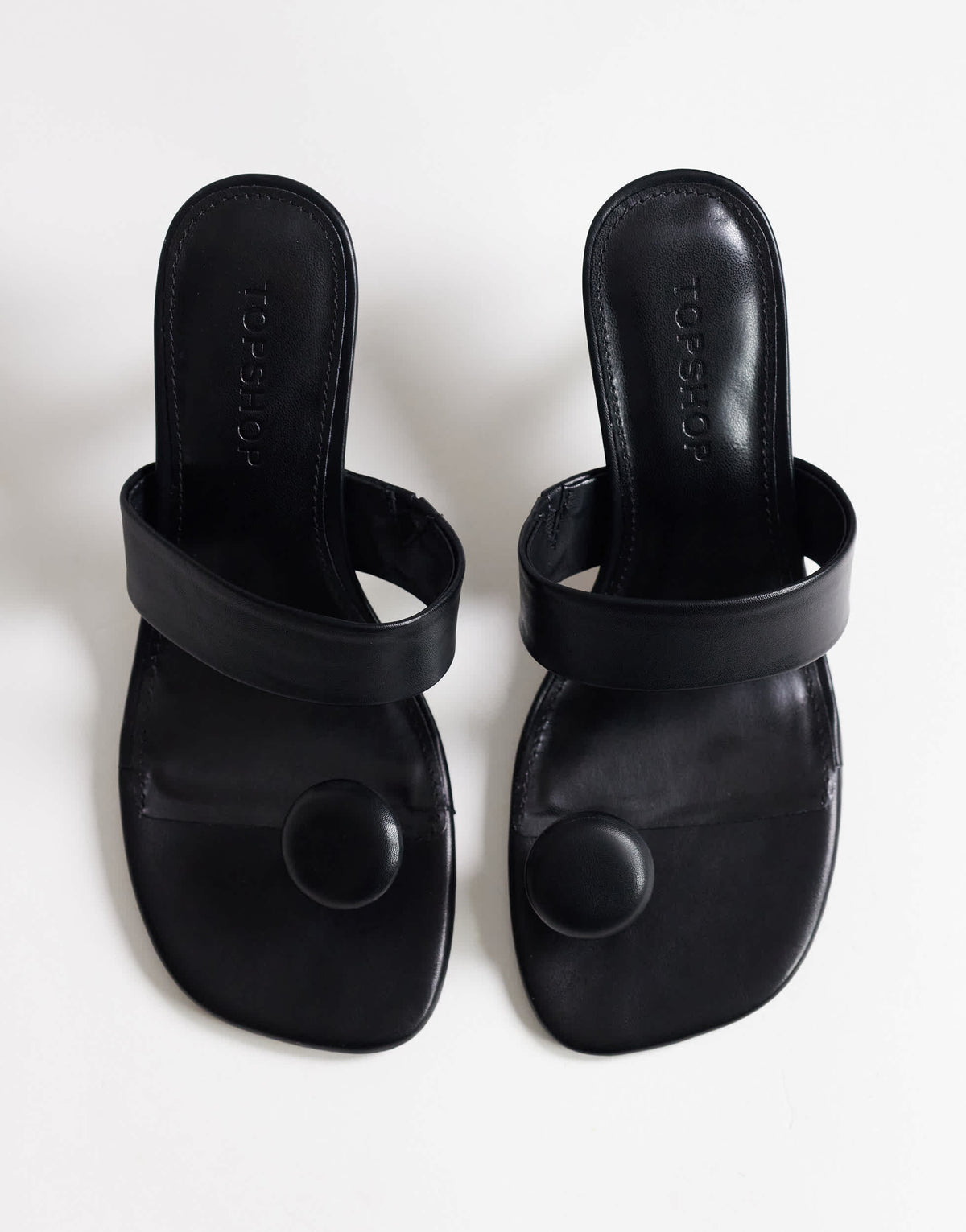 Topshop Natalie toe thong angular mid heel sandal in black