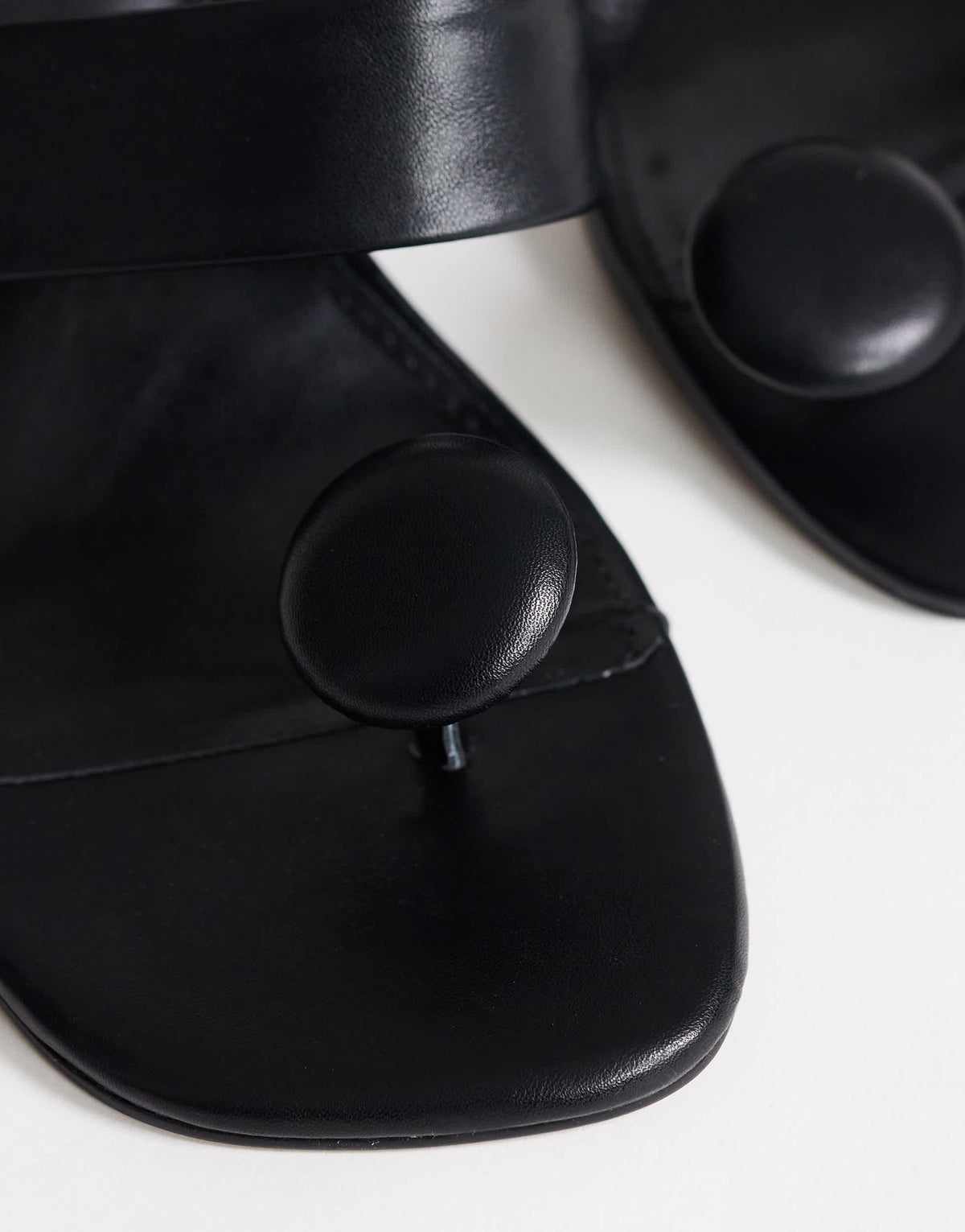 Topshop Natalie toe thong angular mid heel sandal in black