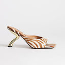 Topshop Nicole angular mid heel mule in zebra print hair on real leather