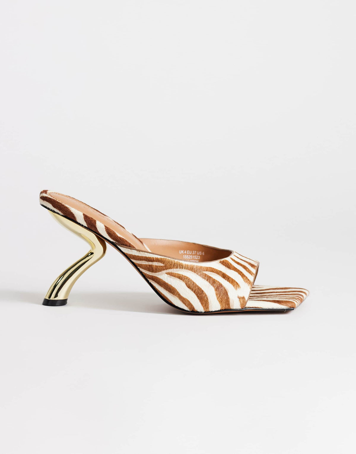 Topshop Nicole angular mid heel mule in zebra print hair on real leather