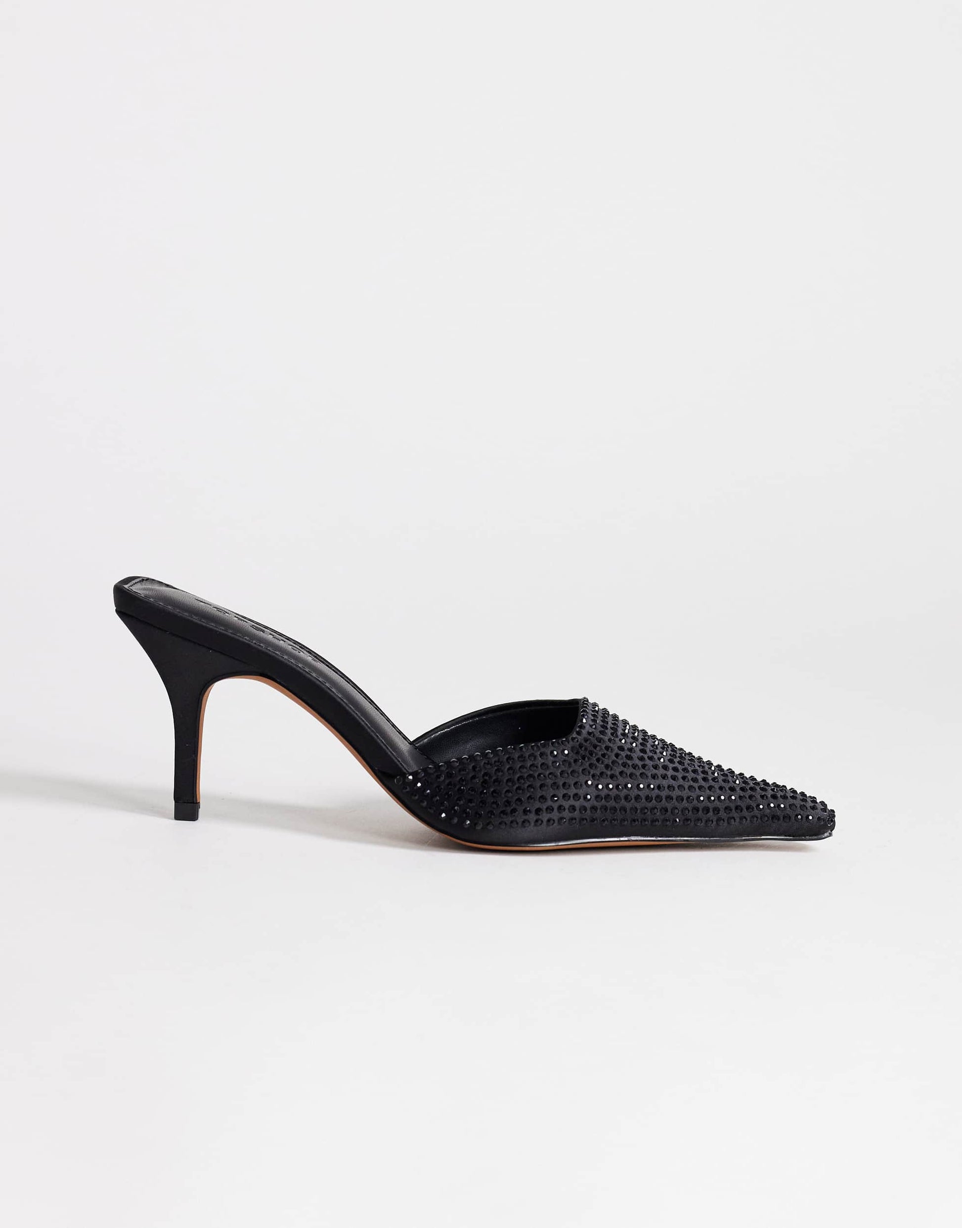 Topshop Avery embellished pointed mule mid court in black