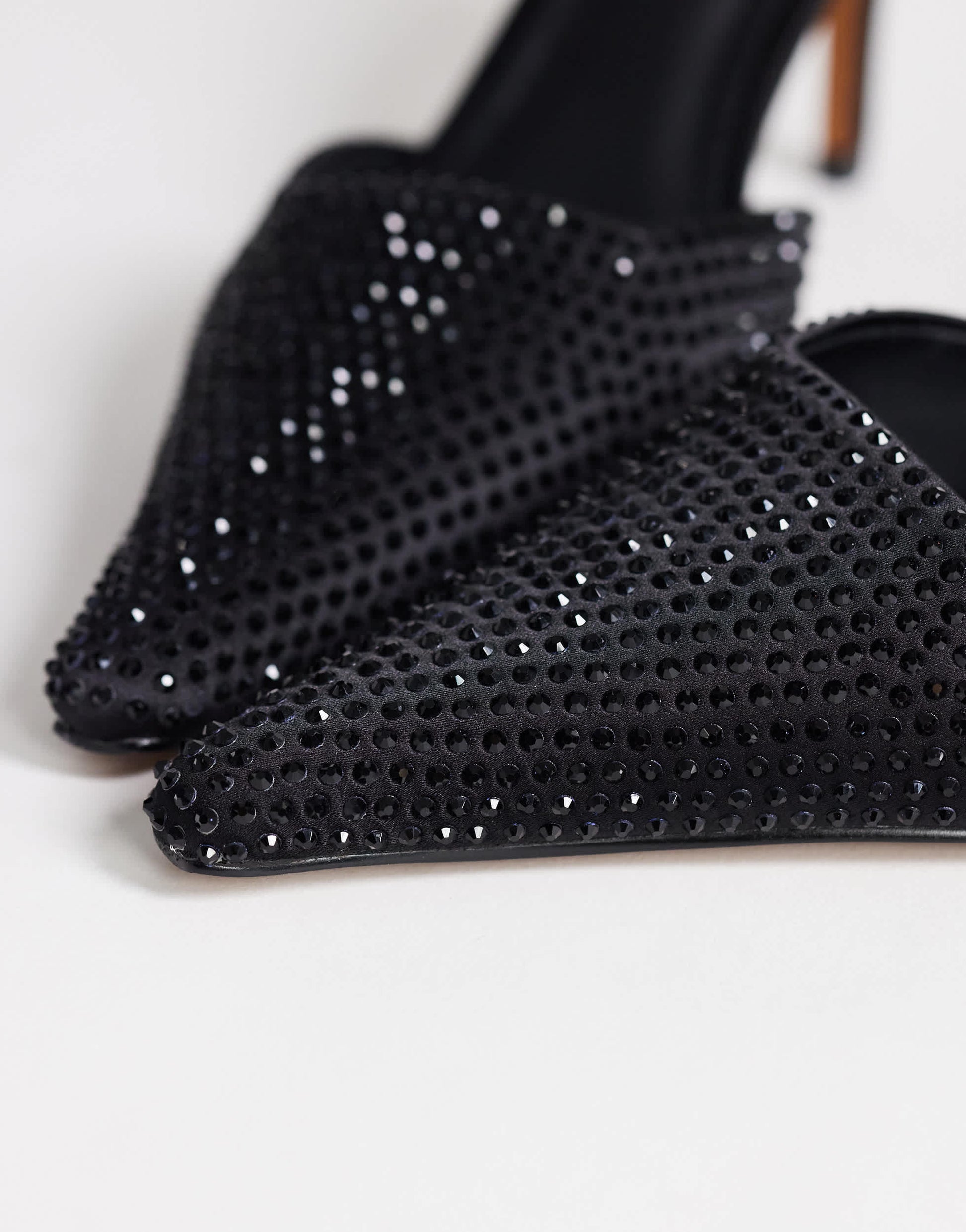 Topshop Avery embellished pointed mule mid court in black
